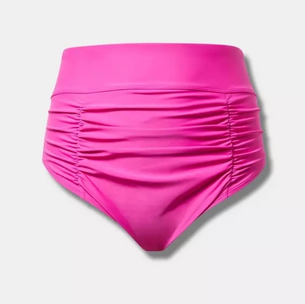 Torrid High Waist Pink Ruched Swim Bikini Bottoms Only 2X 18/20 Nwt